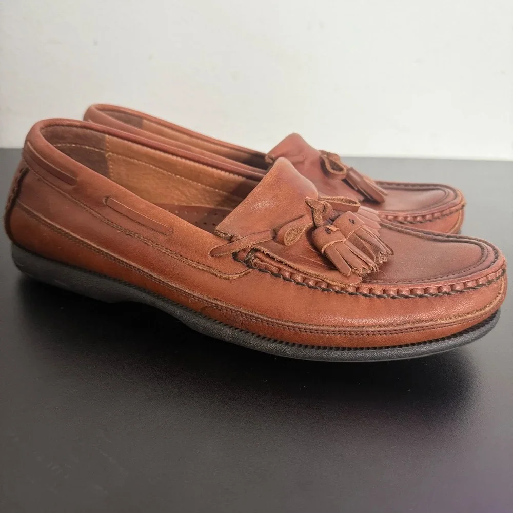 Florsheim Slip On Tassel Loafers Size‎ 8.5 D Brown Leather Dress Shoes Preppy